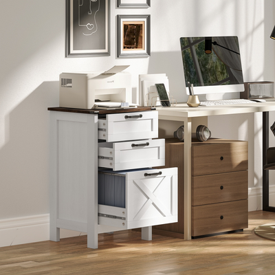 Printer stand with storage Homcom 3 Drawer File with Silent Slides Storage Cabinet