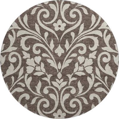 Addison Rugs Chocolate Round 8' Area Rug - Polyester/Microfiber Brown