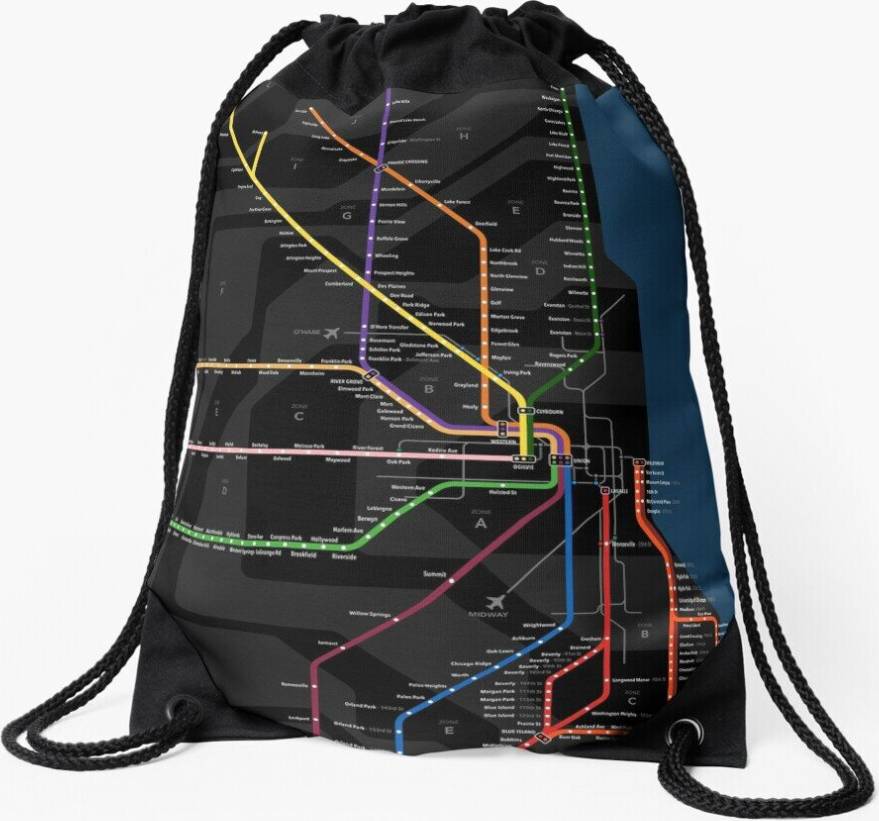 Famgem Drawstring Bag Metra System Map - Advanced