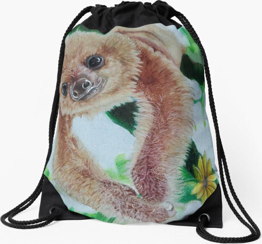Famgem Drawstring Bag Flower Sloth Sport Gym Shoe Backpack