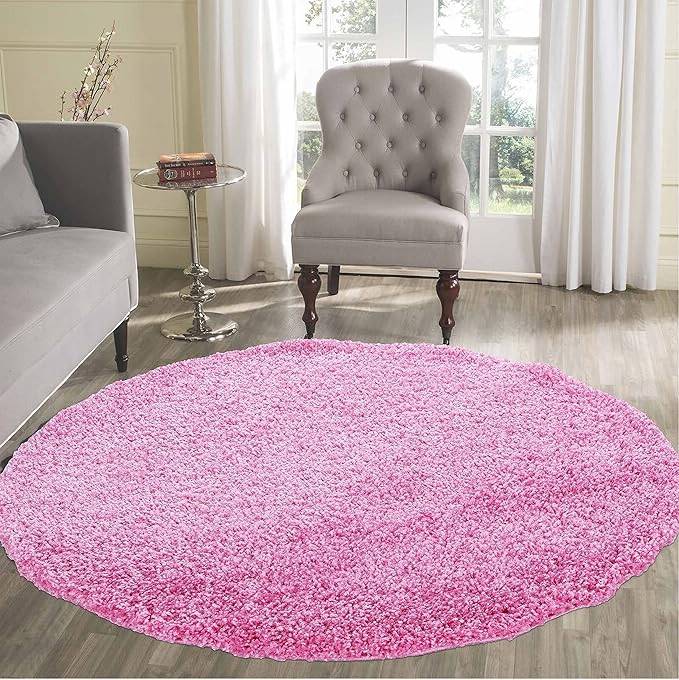 Shaggy Rugs UK Round Pink Rug