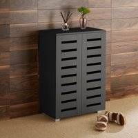 Home Source Oslo 2 Door Slatted Cabinet Storage Unit Shoe Rack