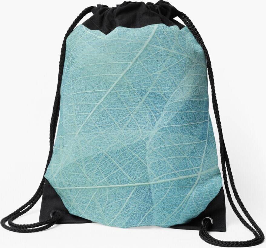 Famgem Drawstring Bag Leaf - Turquoise Pattern