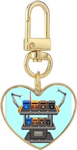 DIYthinker Garbage Rubbish Sorting Machine Shelf Gold Heart Keychain - Metal