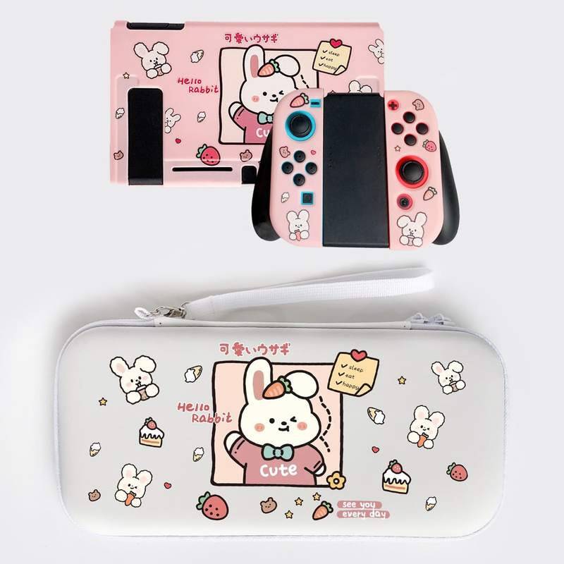 Maxpower Cartoon Rabbit EVA Carrying Case Soft Protective Case Cover for Nintendo Switch