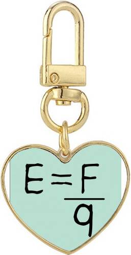 DIYthinker Electric Field Intensity Formula Gold Heart Keychain Metal Keyring Holder