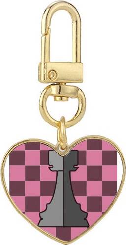 DIYthinker Checkerboard Rook White Word Chess Gold Heart Keychain - White