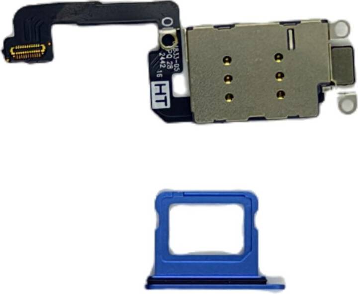 FoneFunShop Dual Sim Reader and Sim Tray Compatible With iPhone 16 Blue