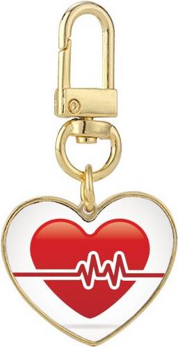DIYthinker Heart Electrocardiogram Pattern Design Gold Heart Keychain Metal Keyring Holder