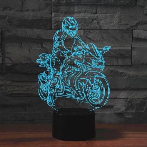 Keshen Motorcycle Shape 3D Colorful LED Vision Light Table Lamp