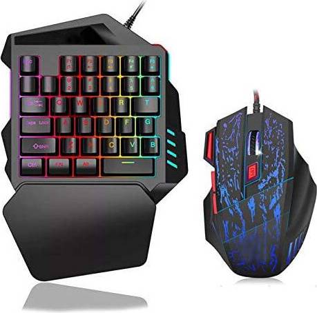 Docooler Single Handed Gaming Keyboard and Mouse Combo LED Backlight 5500 DPI