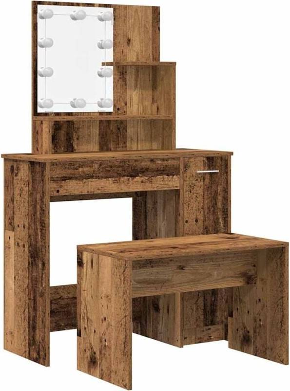 vidaXL Set with LED Makeup Table Dressing Table