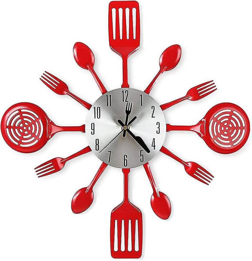 Kitchen clocks 16 Inch Large Kitchen Clocks With Spoons And Forks Wall Clock