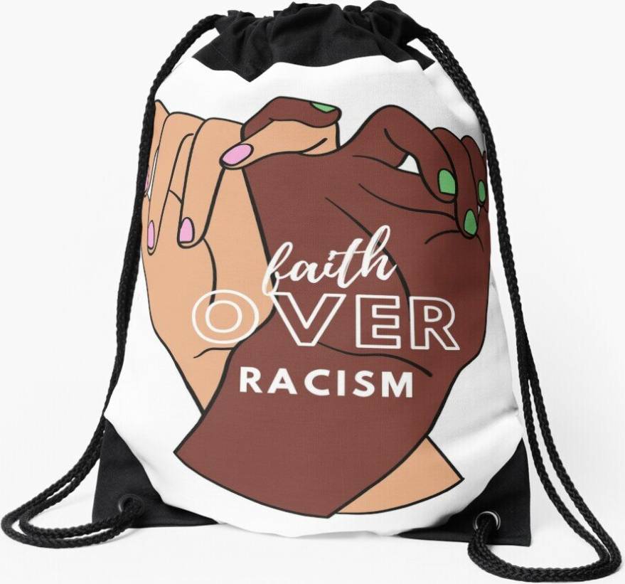 Famgem Drawstring Bag Faith Over Racism Sport Gym Shoe Backpack
