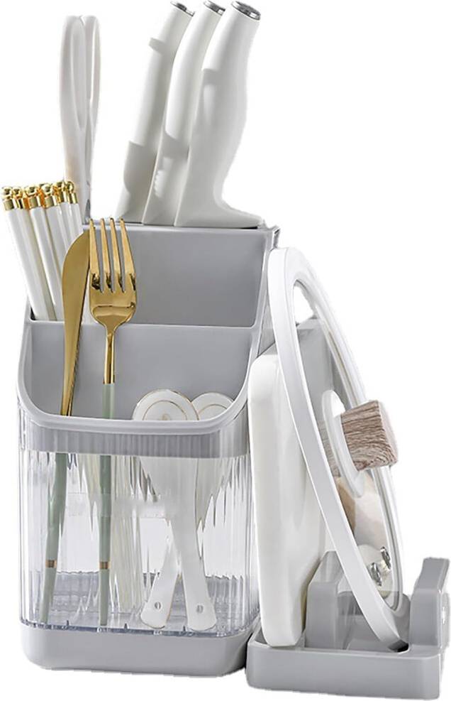 Veeki Universal Multifunctional Kitchen Storage Rack Gray Utensil Holder