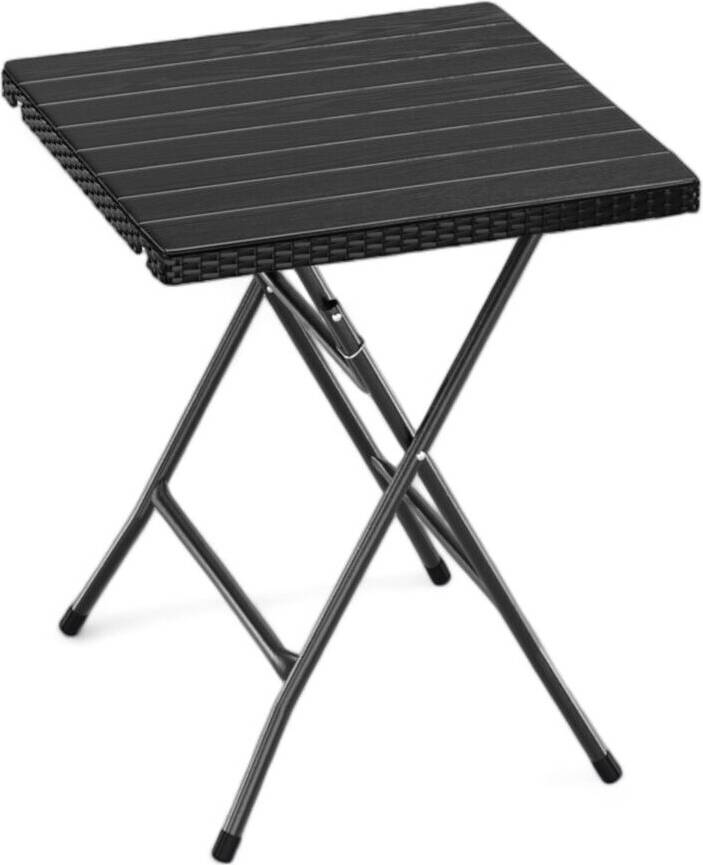 Black Rattan Design Square Folding Table 60 cm