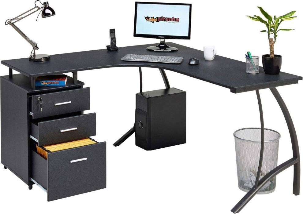 Large Corner Computer with 3 Drawers
