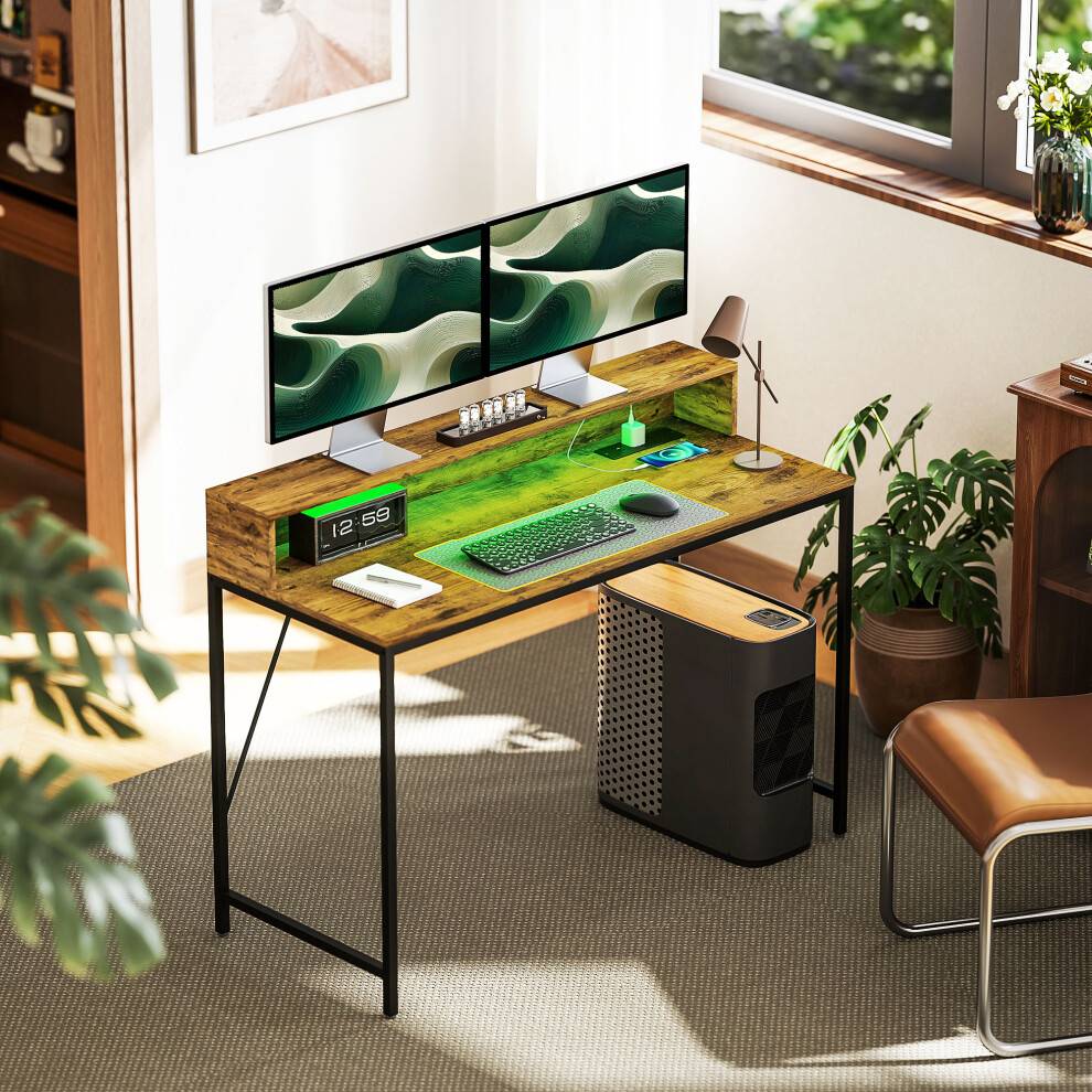 Homcom Computer with LED Lights Writing Desk