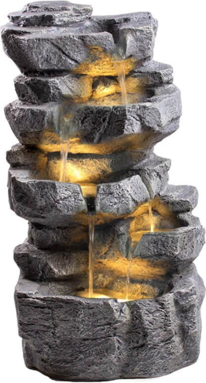 Rock Cascade Water Feature with LED Lights