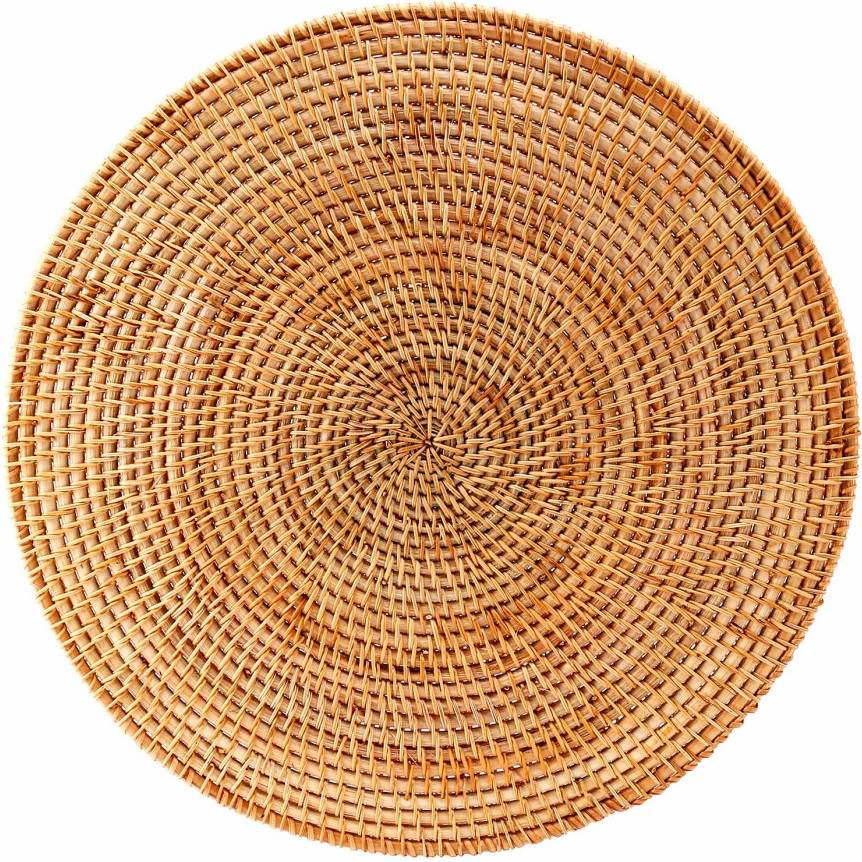SEM Sets Rotin Tissé Ronds Antidérapants Set de table Rouge, Naturel