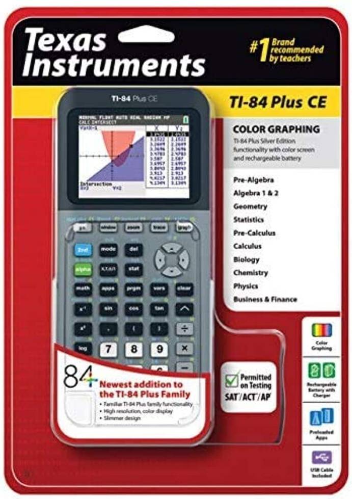Ti calculator Texas Instruments TI-84 Plus CE Silver Graphing Calculator