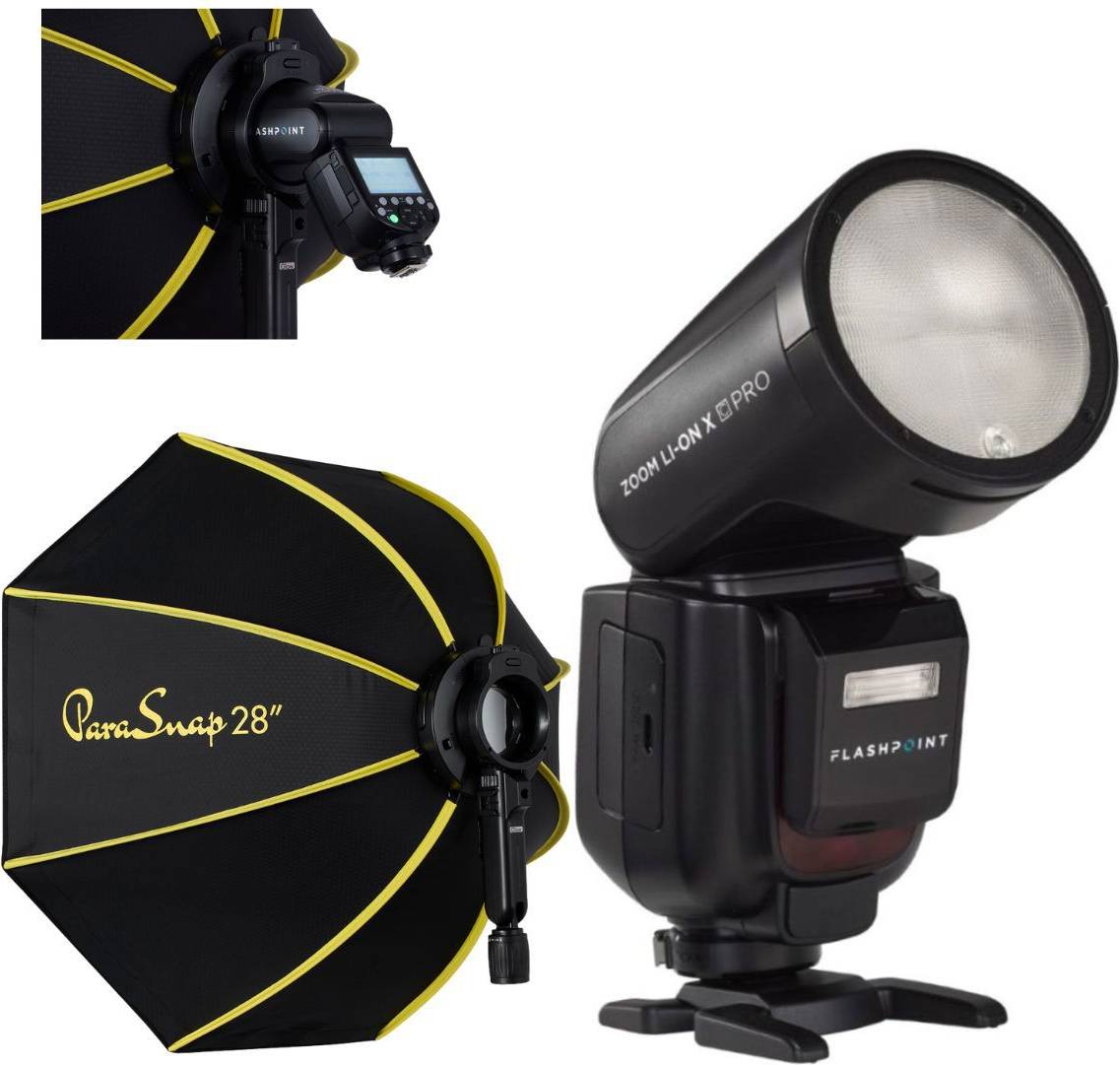 Flashpoint Zoom Li-on X PRO R2 TTL Flash With Parasnap 28 Softbox