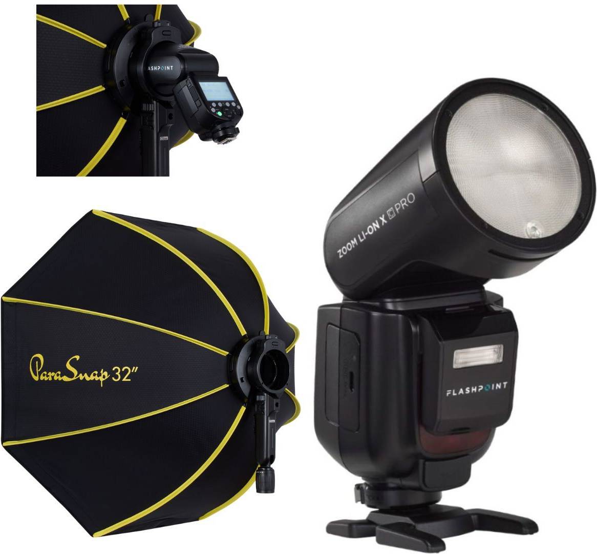 Flashpoint Zoom Li-on X PRO R2 TTL Flash With Parasnap 32 Softbox