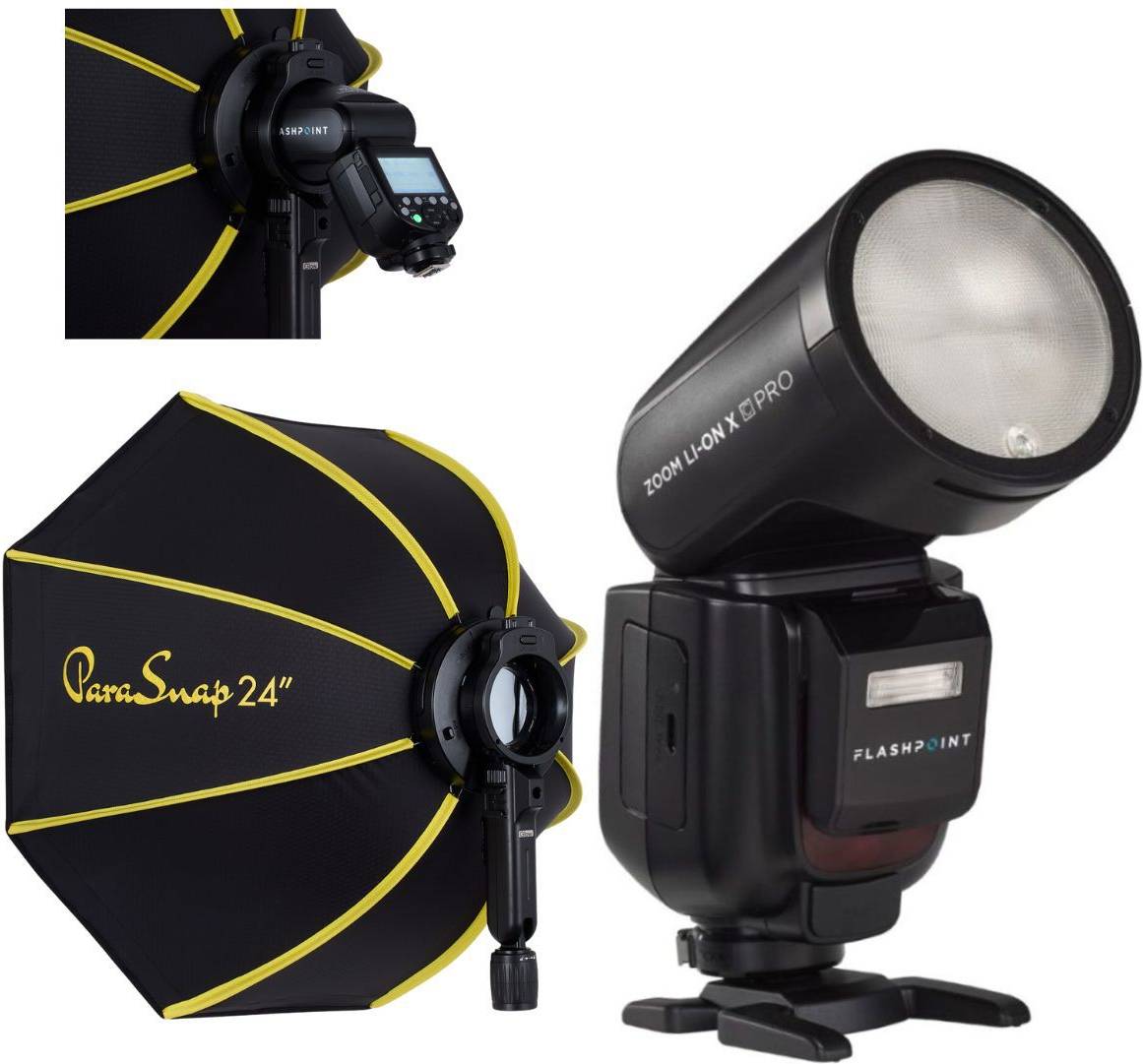Flashpoint Zoom Li-on X PRO R2 TTL Flash With Parasnap 24 Softbox
