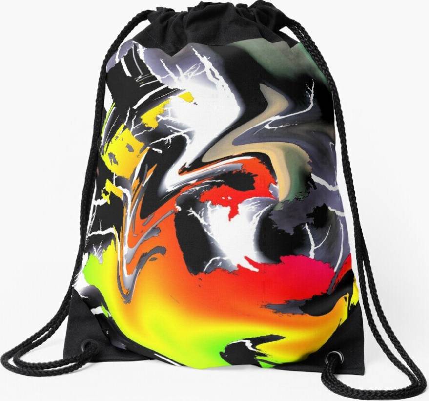 Famgem Drawstring Bag - Black Lightning