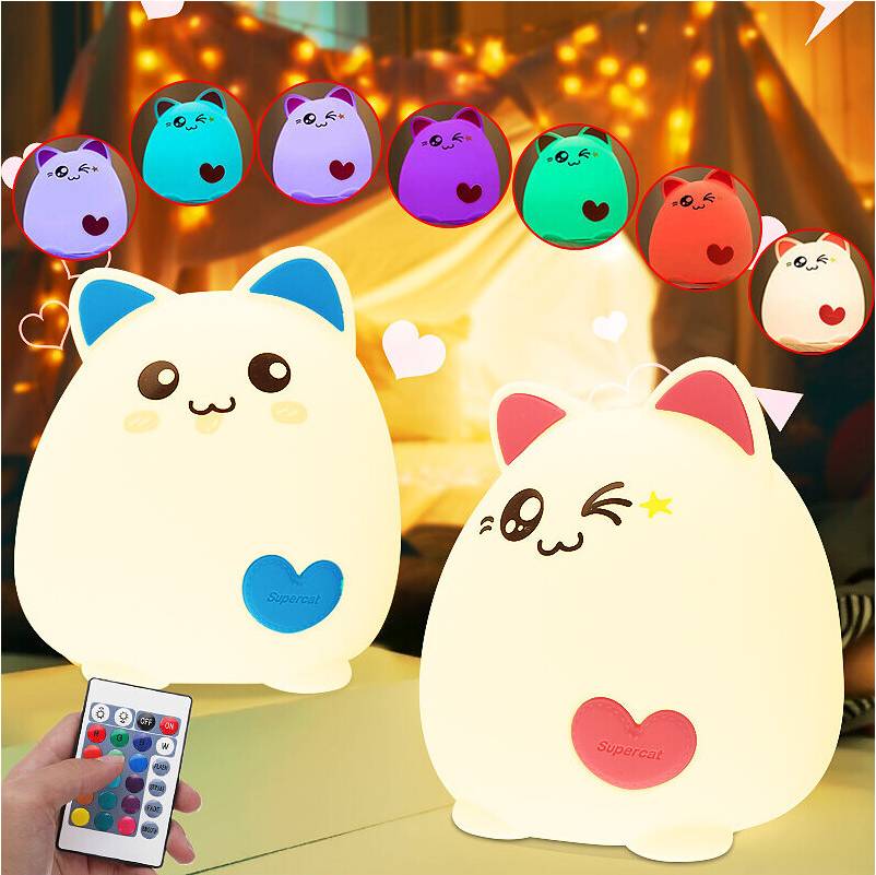 RGB Cat Silicone LED Touch Sensor Night Light