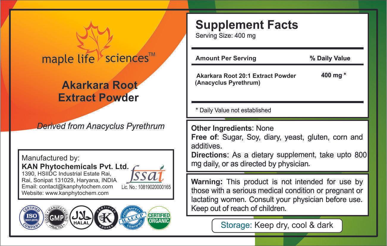 Maple Lifesciences Akarkara Root Extract Powder Anacyclus Pyrethrum