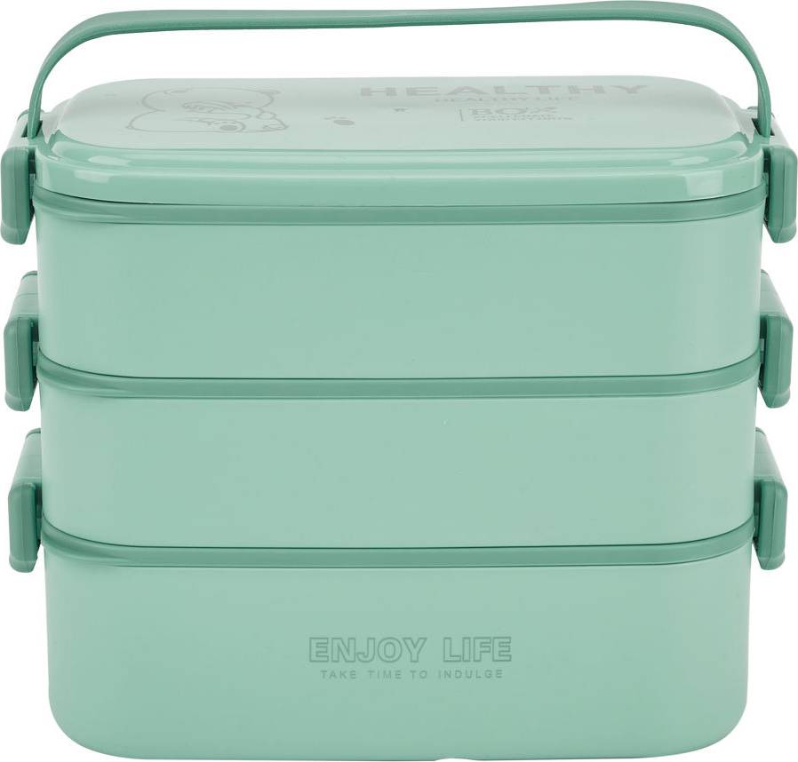 Belfry Kitchen Stackable Bento Lunch Box with Handle 3 Layer - Green Food Container
