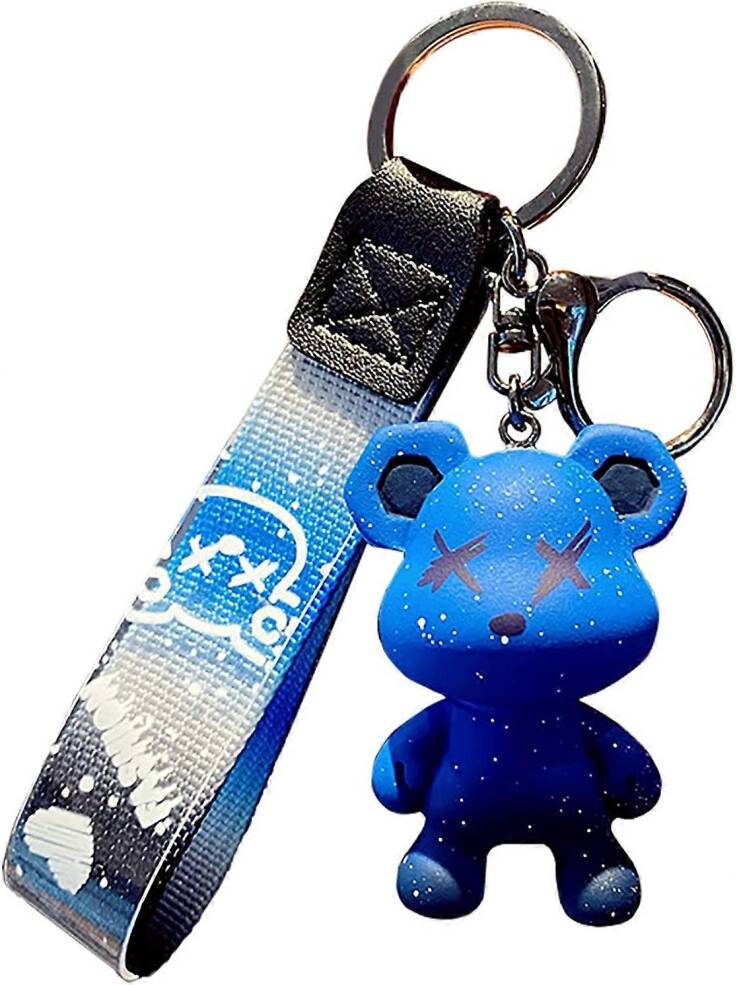 Konhill Cute Color Bear Keychain Braided Rope - Resin