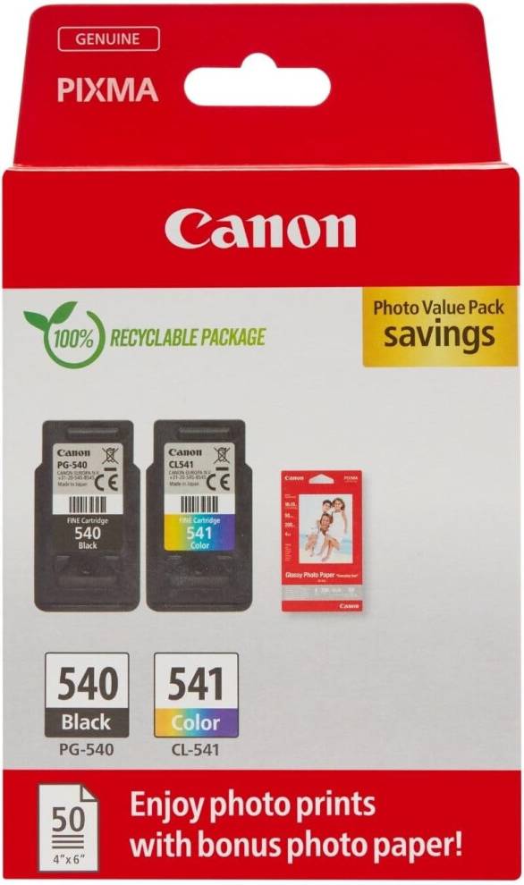Canon pg540 Canon PG-540/CL-541 Ink & Photo Paper Multipack