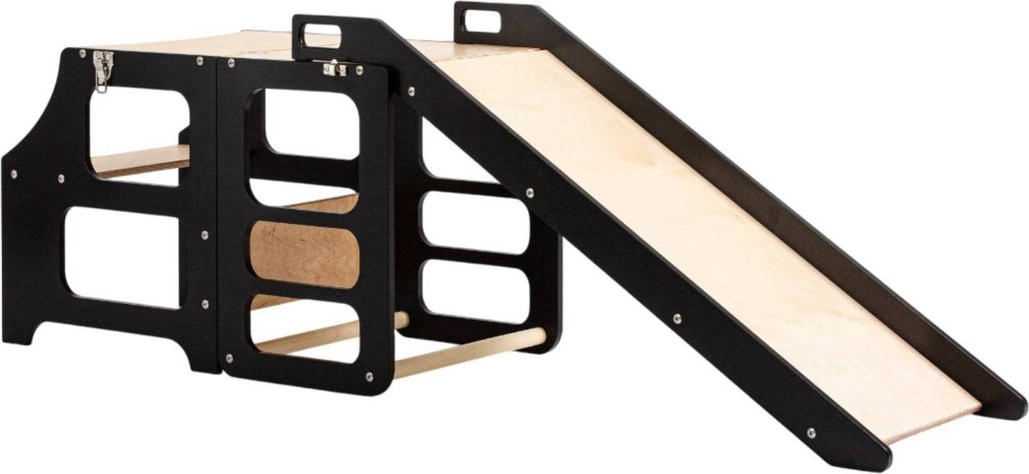 Læringstårn Duck Woodworks Foldbart Læringstårn med Rutsjebane - Sort