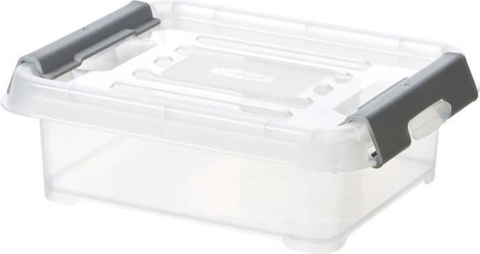 Handliche Box Plus 1,2L graue Clips mit Deckel