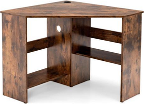 Corner desk with storage SlickBlue Corner Computer Triangle Workstation with Storage Shelf Writing Desk