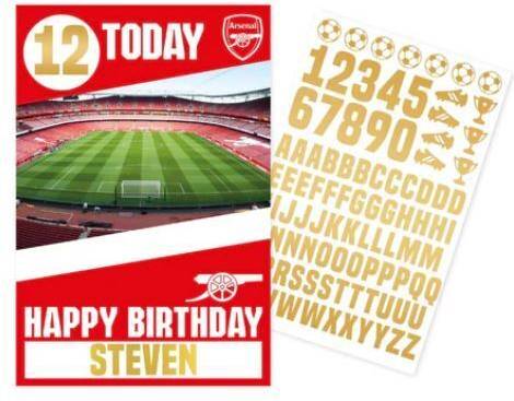 Large birthday cards Danilo Official Arsenal X Large Birthday Card Add Name Age With Stickers