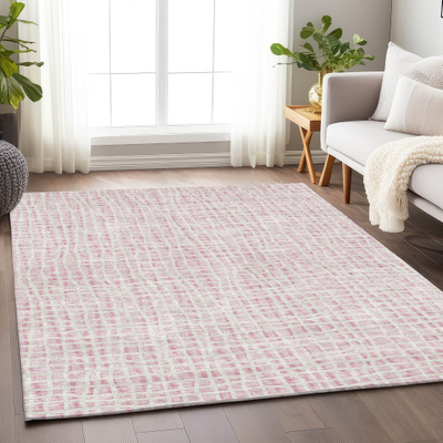 Addison Rugs Rectangle 10' x 14' Area Rug White, Pink