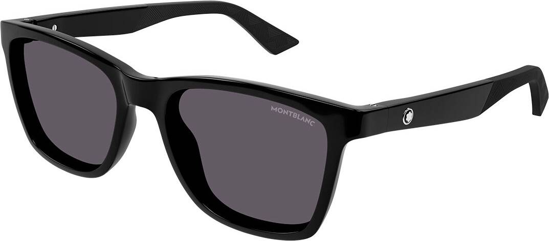 Montblanc Man Rectangular Sunglasses Injected Black Grey