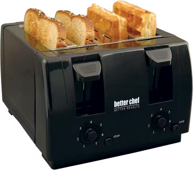 Better Chef Dual-Control 4-Slice Black Toaster