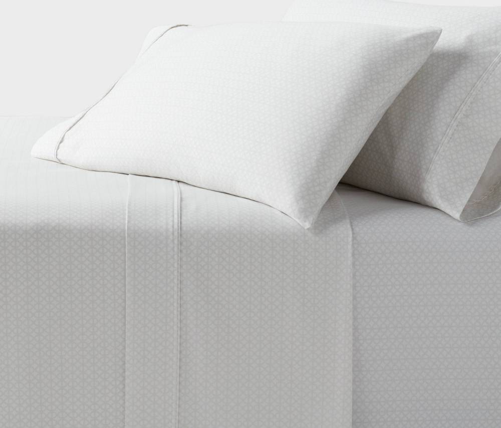 Threshold Queen 400 Thread Count Performance Set Light Gray Geo Bed Sheet Gray