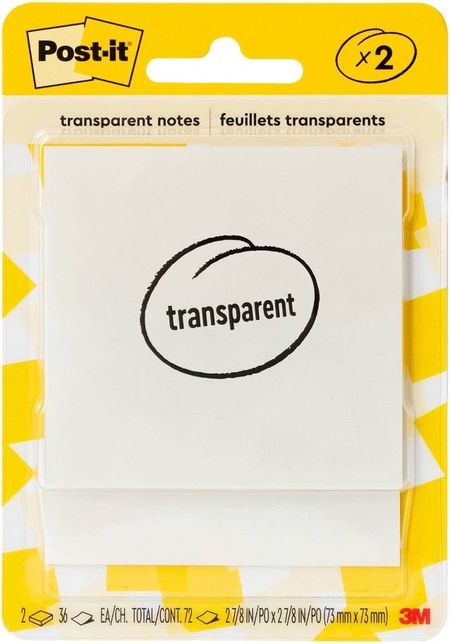 3"x3" Transparent Sticky Notes 2pk