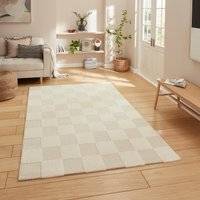 Think Rugs Elio 69924 Multi Textured Pile Rug Cream Beige cm