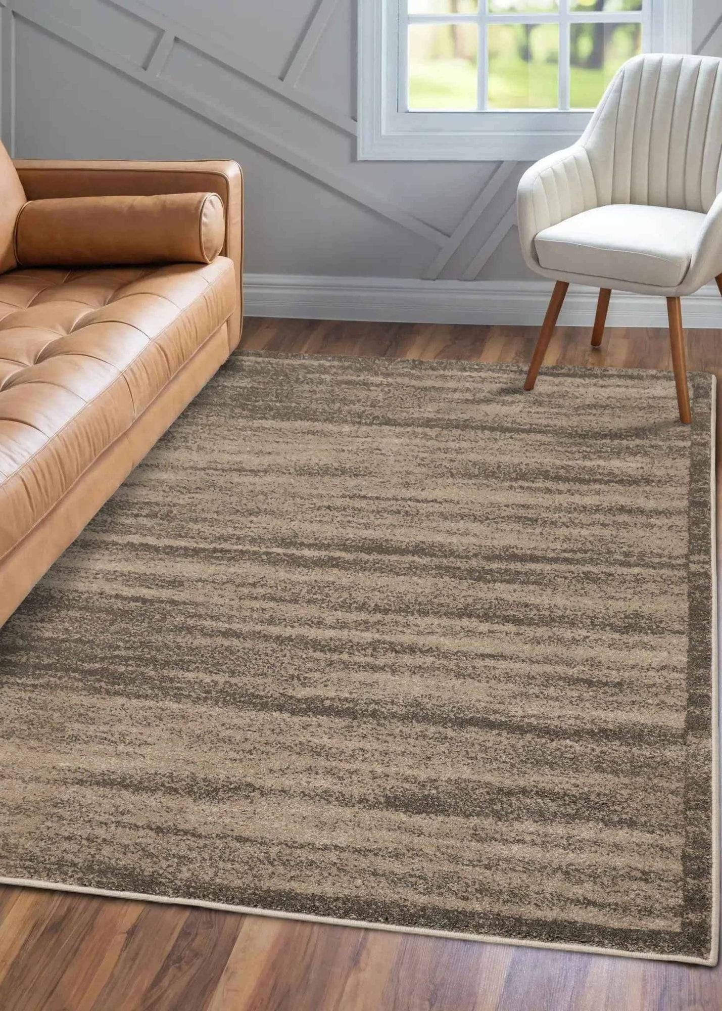 Homemaker Freya Texture Border Rug 160 x 230 Taupe