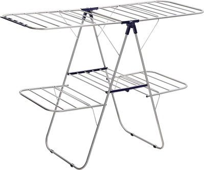Foldable clothes drying rack Songmics Foldable 2-Level Clothes Drying Rack - Adjustable Height Wings