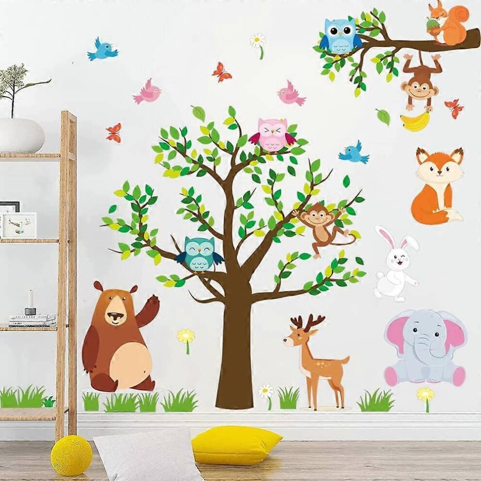 LINJOU Animal Tree Wall Sticker Owls One Size