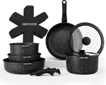 Kitchen cookware Country Kitchen Removable Handle Cookware Set with lid