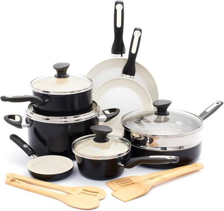 GreenPan Rio 16-Piece Cookware Set - Black Cookware Set