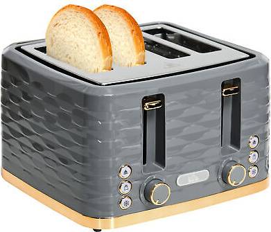 Homcom Toaster 4 Slot 1600W Grey Ripple